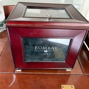Bombay Cherry Red Wood Photo Storage Box with Clear Top